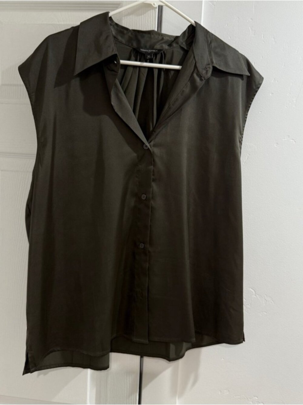Dark Green Sleeveless Blouse